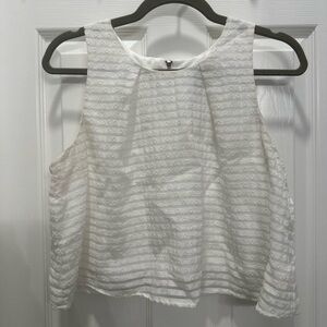 Bar III White Textured Sleeveless Blouse
